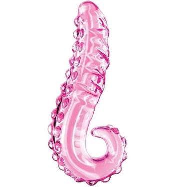 Fallo in Vetro Soffiato Rosa Trasparente con Rilievi Artistici e Coda